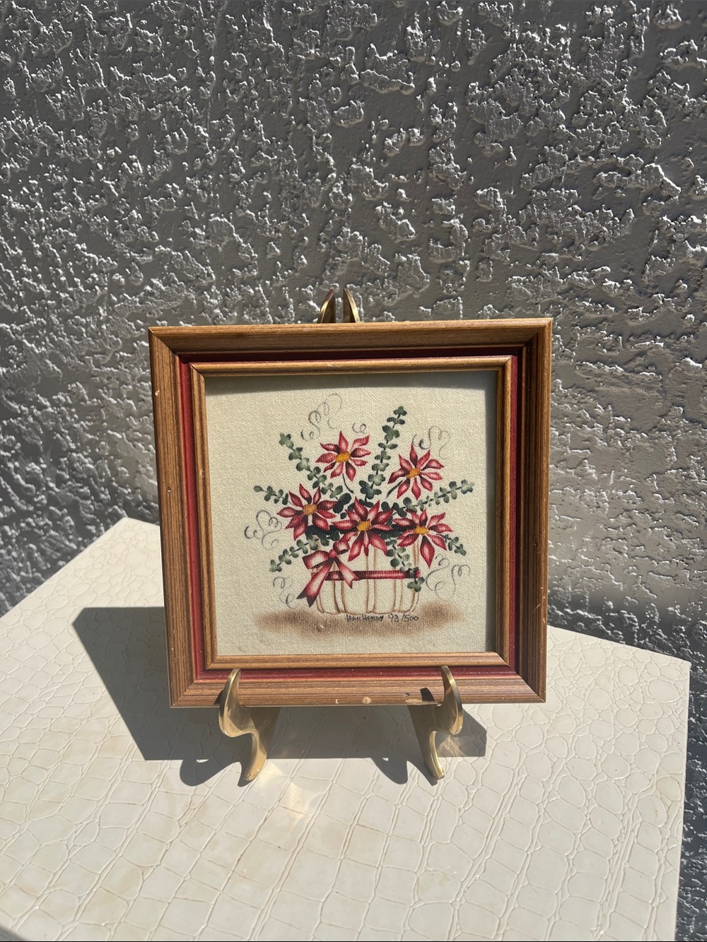 Vintage Theorem Painting Vine Oil Stencil on Velvet Craft signed Jean Henry